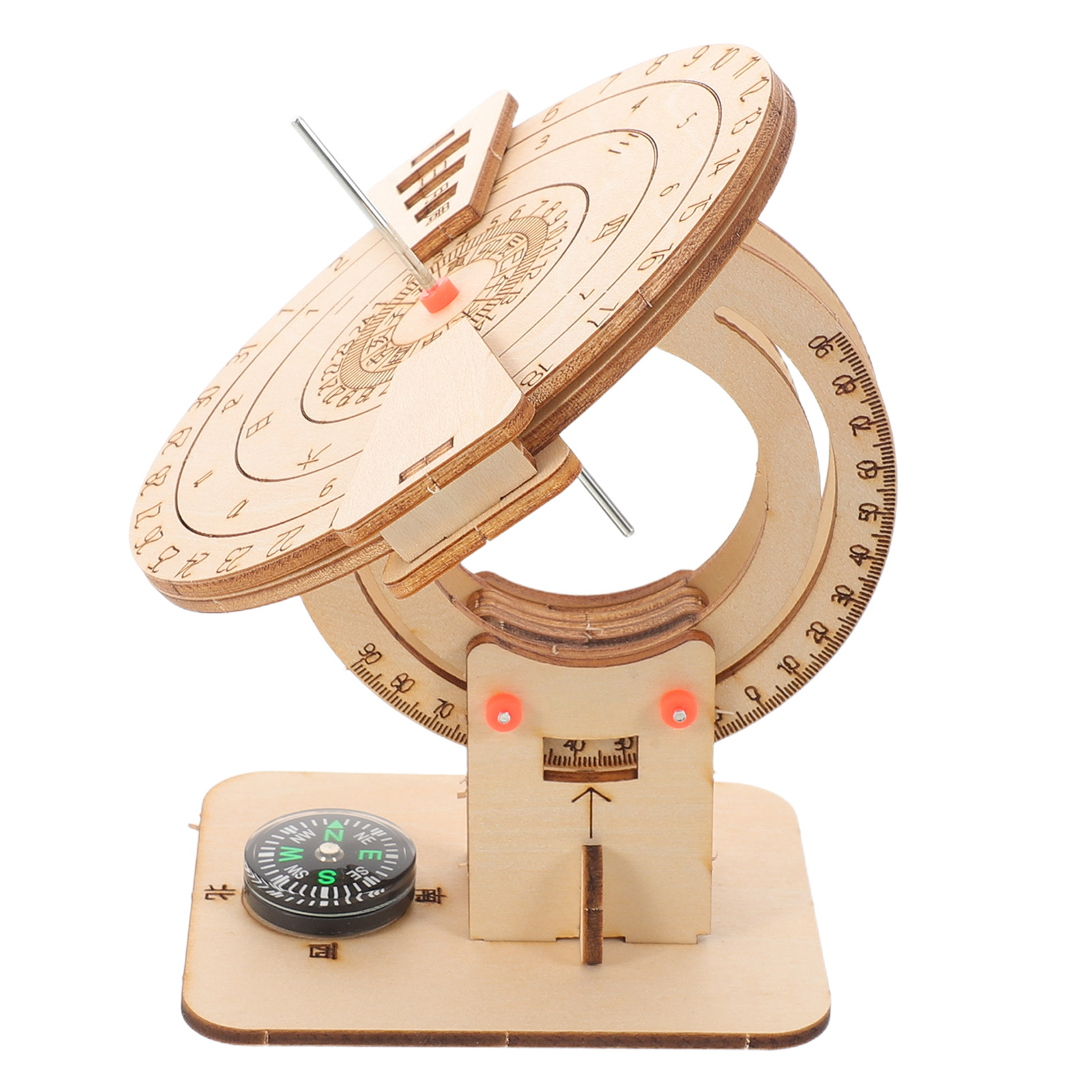 Science Project Kit - 2Pcs Sun Dials Natural Wood Equatorial