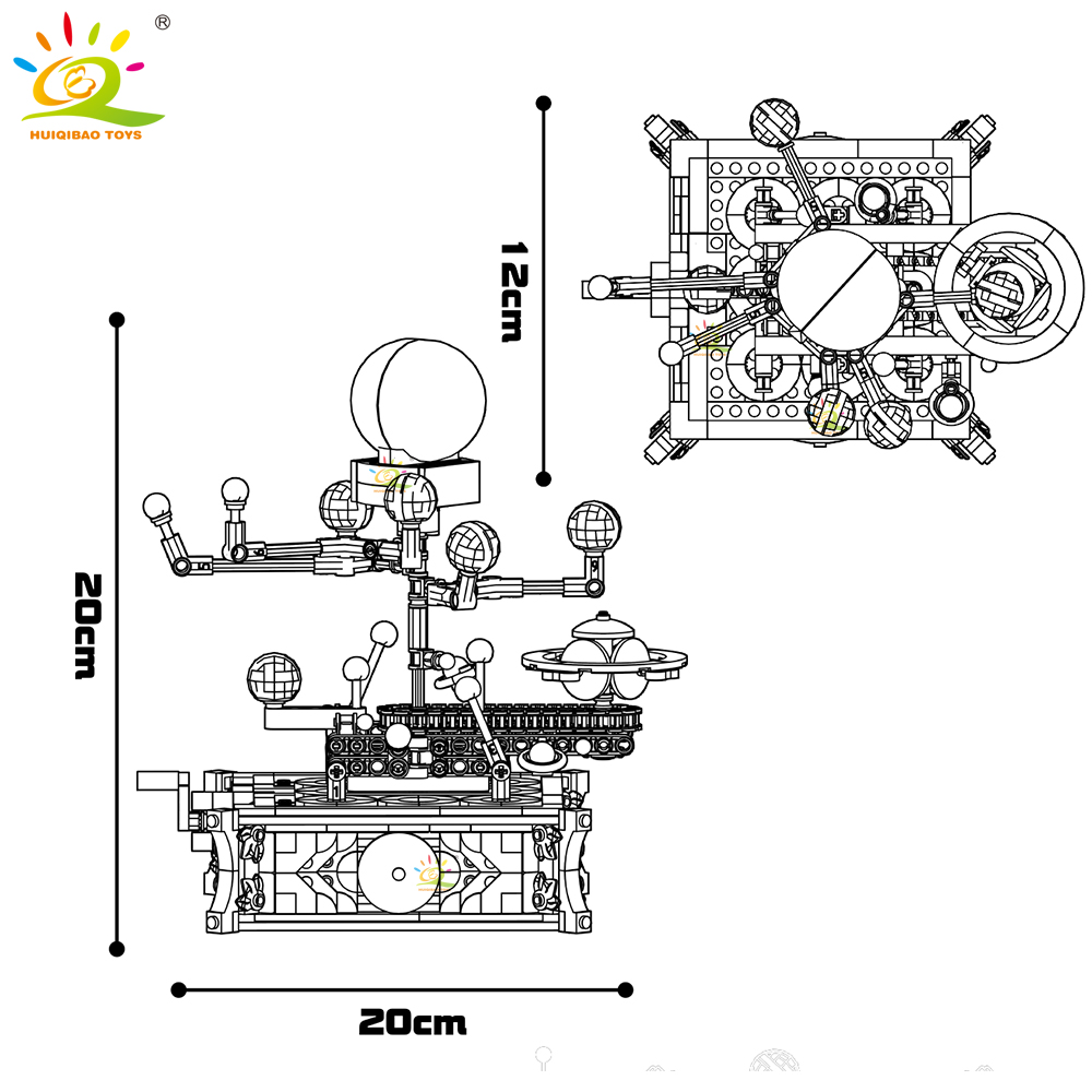 HUIQIBAO MOC Space Solar syste - Solar System Orrery ulasan dan harga